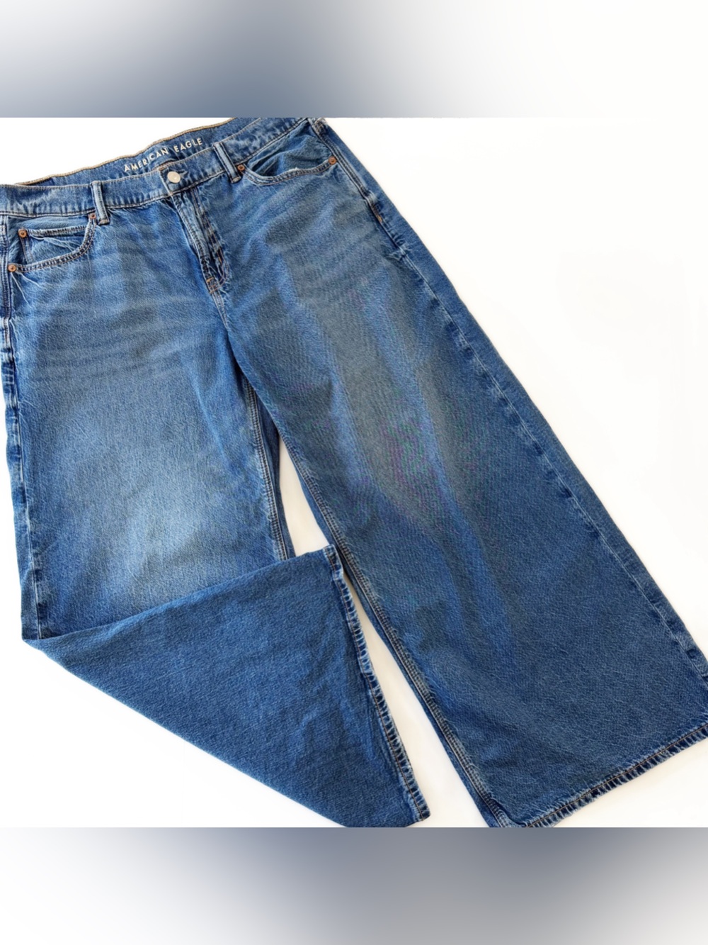 American Eagle Jeans Womens 10 Short Low Rise Ultra Wide Leg Strigid